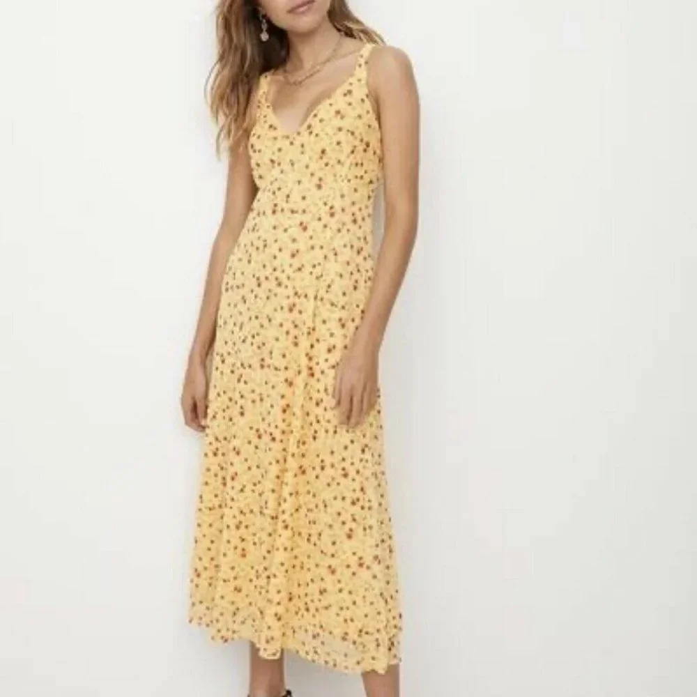 SPORTSGIRL - Butter Yellow Red Floral Maxi Dress New With Tags Size Small - Picture 1 of 11